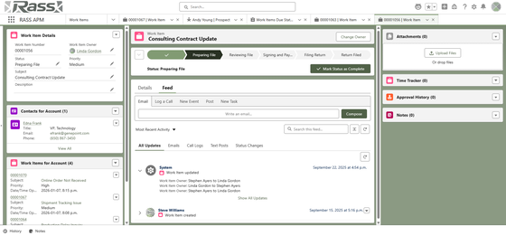 Workflow stage tracking and activity feed